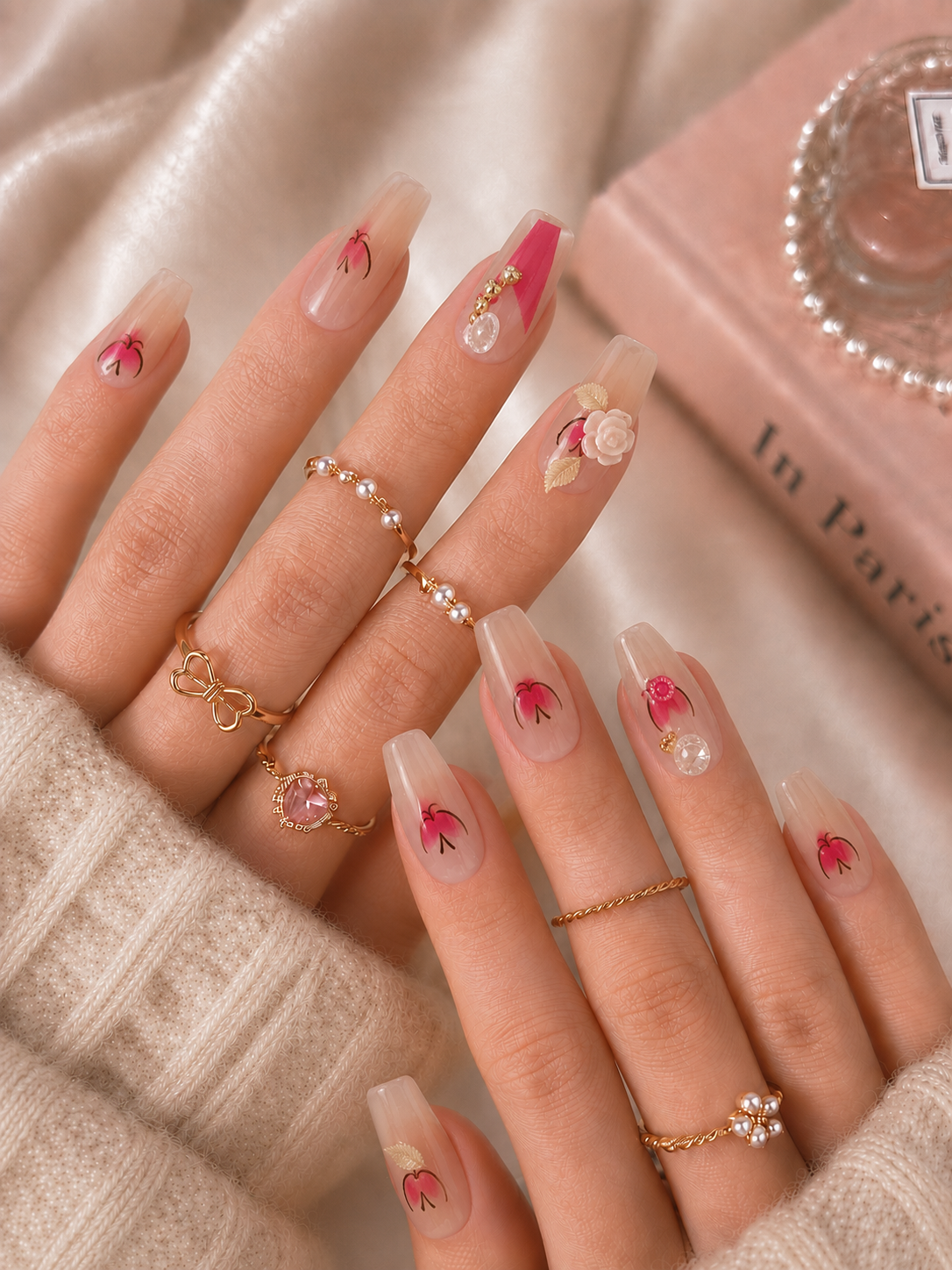 Pink Blossom Floral Press-On Nails