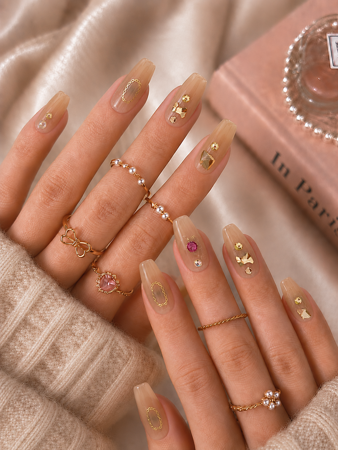 Luxury Nude Gold Press-On Nails