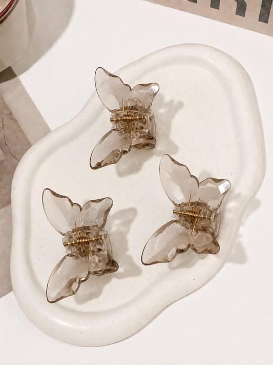 Transparent Golden Butterfly Hair Clips