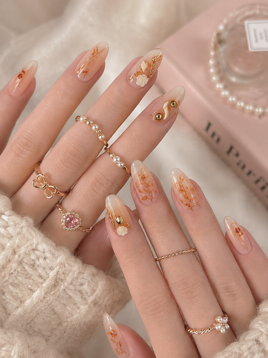 Golden Vine Floral Nails